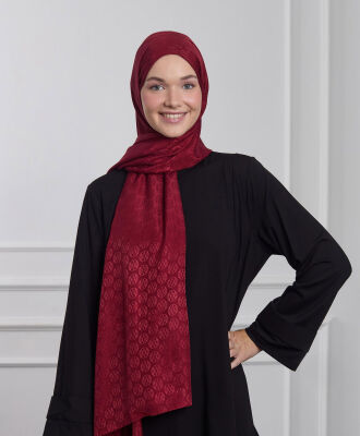 MaQ Shine Silky Jakarlı Şal BORDO 