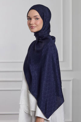 MaQ Shine Silky Jakarlı Şal LACİVERT 