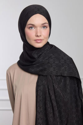 MaQ Shine Silky Jakarlı Şal SİYAH 