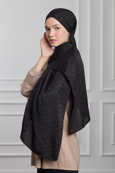 MaQ Shine Silky Jakarlı Şal SİYAH - 2
