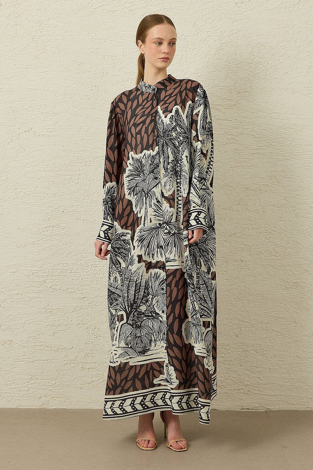 MerWish Bali Linen Elbise KAHVE - 1