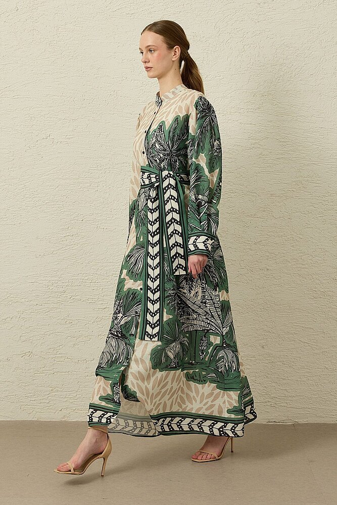 MerWish Bali Linen Elbise YEŞİL - 3