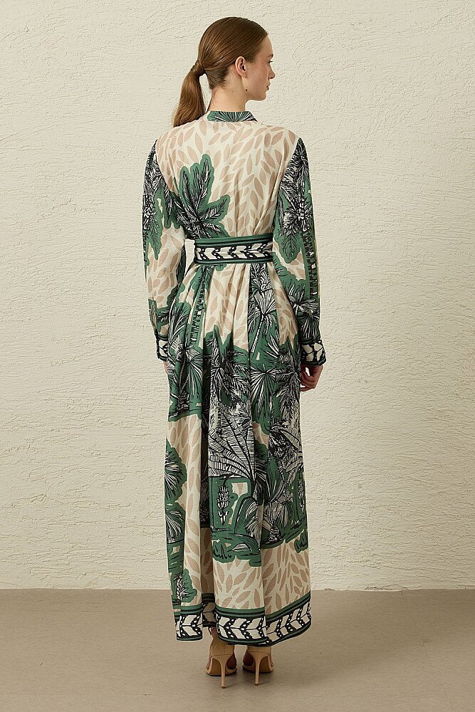 MerWish Bali Linen Elbise YEŞİL - 4