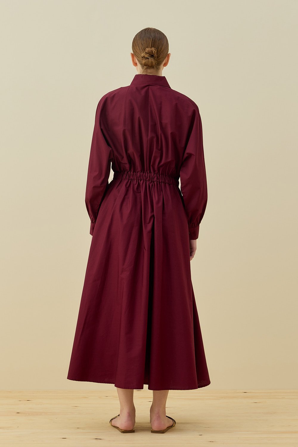 MerWish Basic Poplin Elbise BORDO - 4
