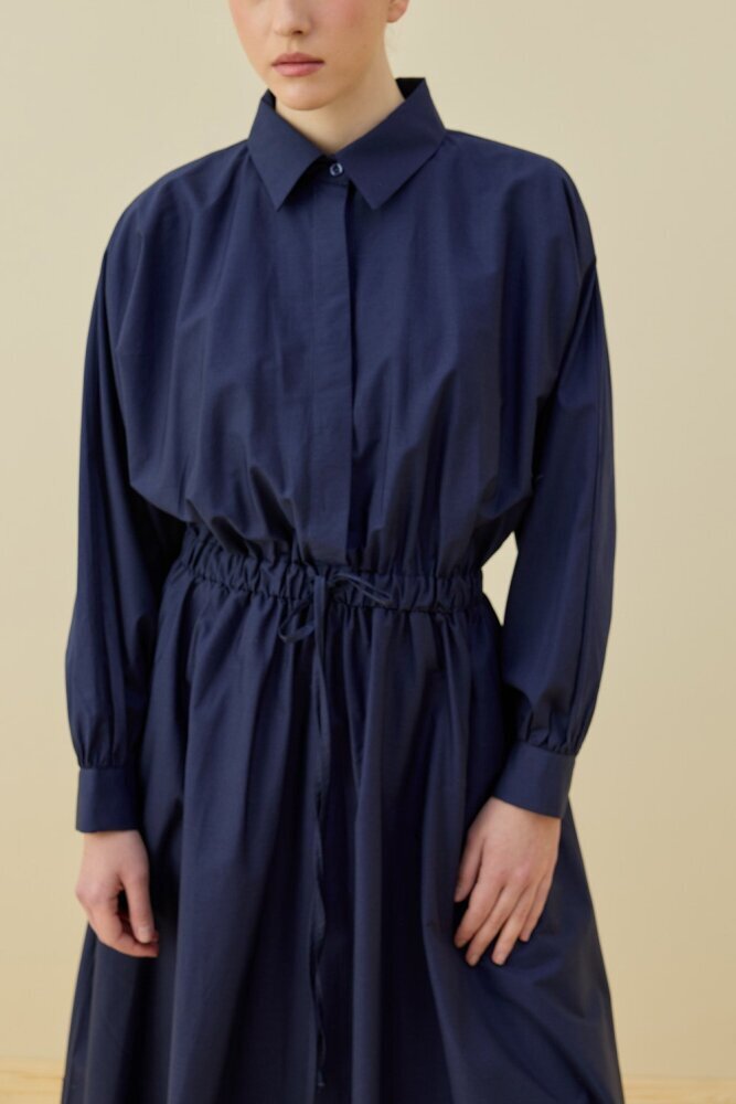 MerWish Basic Poplin Elbise LACİVERT - 2