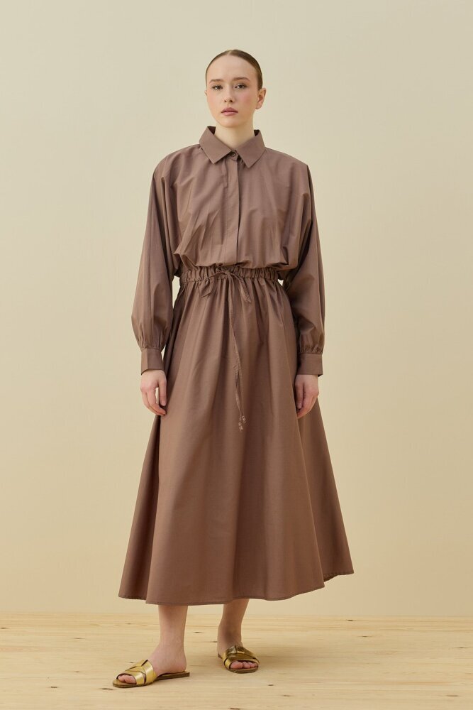 MerWish Basic Poplin Elbise VİZON