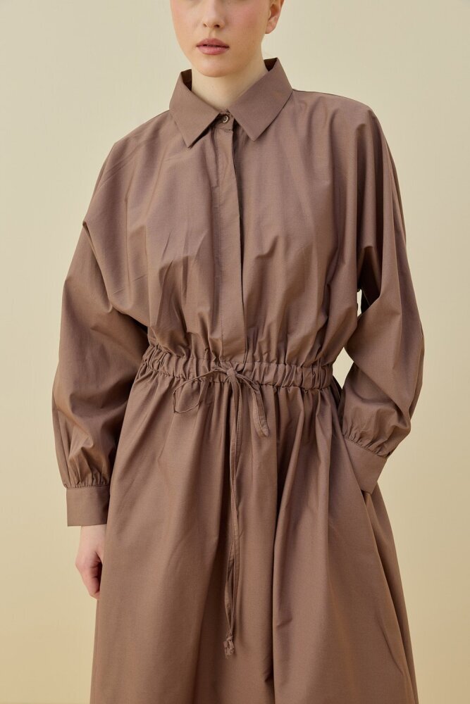 MerWish Basic Poplin Elbise VİZON - 2