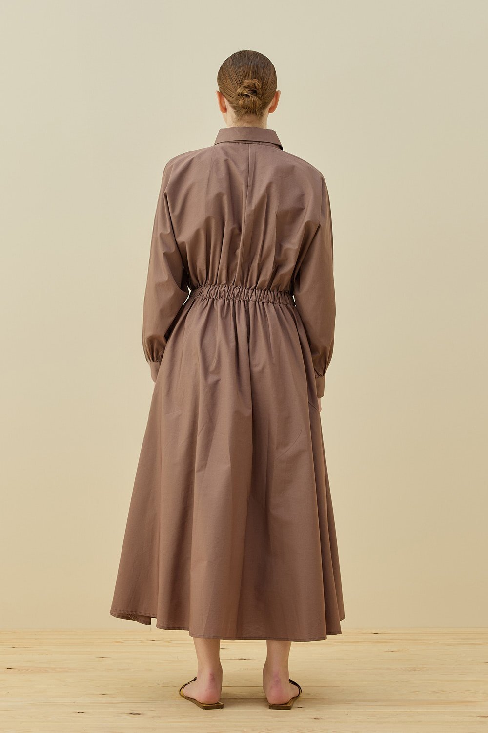 MerWish Basic Poplin Elbise VİZON - 3