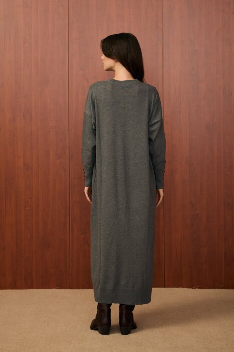 MerWish Basic Triko Elbise ANTRASİT - 3