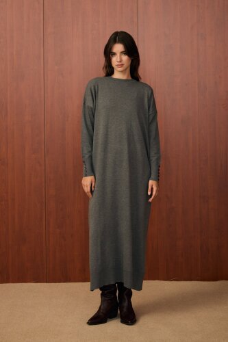 MerWish Basic Triko Elbise ANTRASİT