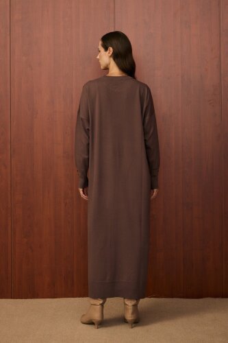 MerWish Basic Triko Elbise KAHVE - 7