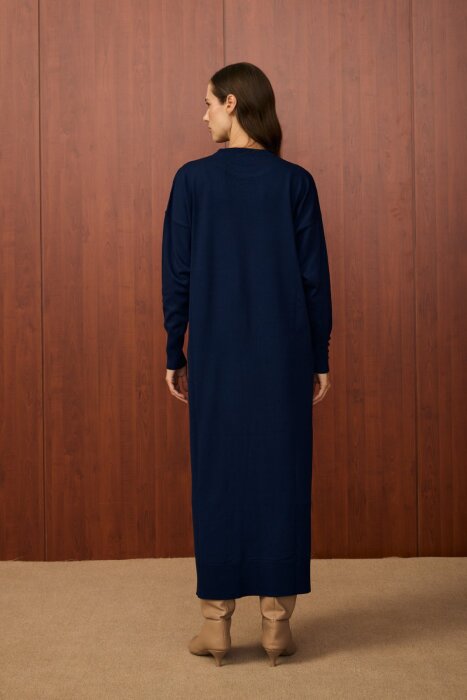 MerWish Basic Triko Elbise LACİVERT - 8