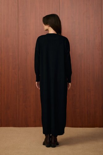 MerWish Basic Triko Elbise SİYAH - 3