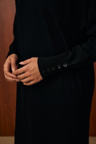 MerWish Basic Triko Elbise SİYAH - 4