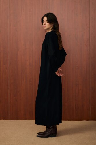 MerWish Basic Triko Elbise SİYAH - 2