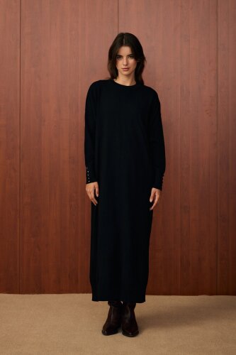 MerWish Basic Triko Elbise SİYAH 