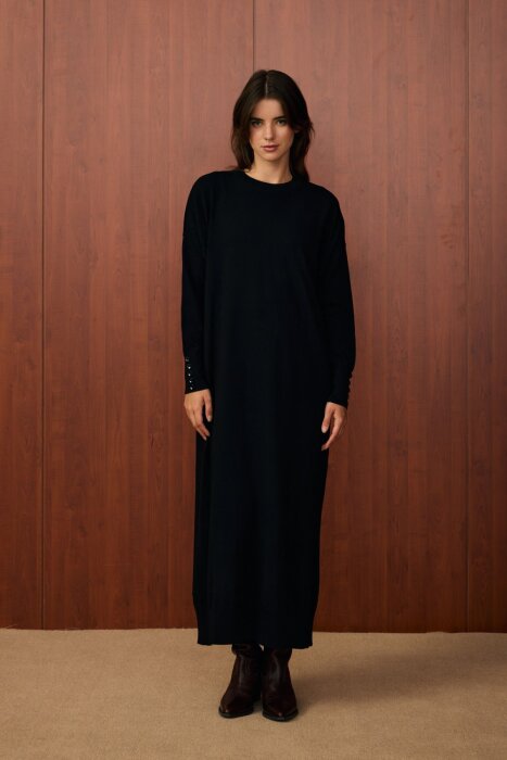 MerWish Basic Triko Elbise SİYAH - 1