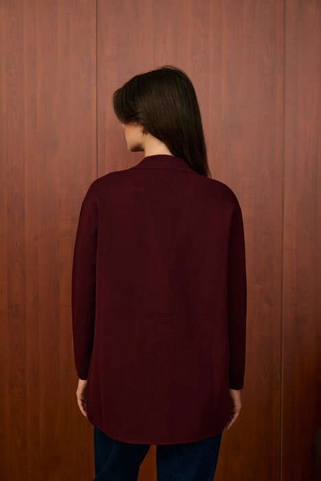 MerWish Blazer Triko Ceket BORDO - 3