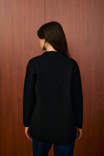 MerWish Blazer Triko Ceket SİYAH - 3