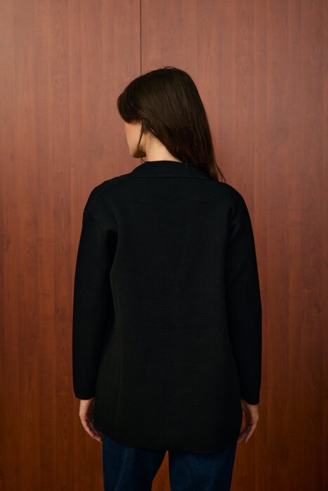 MerWish Blazer Triko Ceket SİYAH - 3