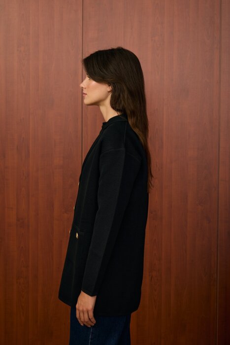 MerWish Blazer Triko Ceket SİYAH - 2
