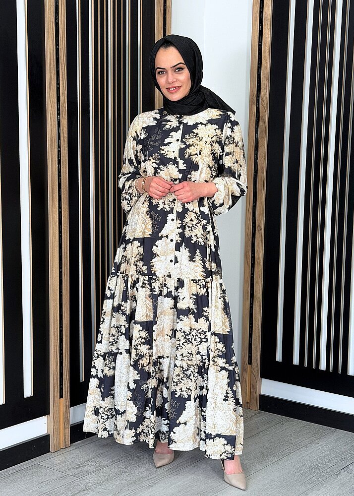 MerWish Bloom Elbise Siyah/Sarı - 2