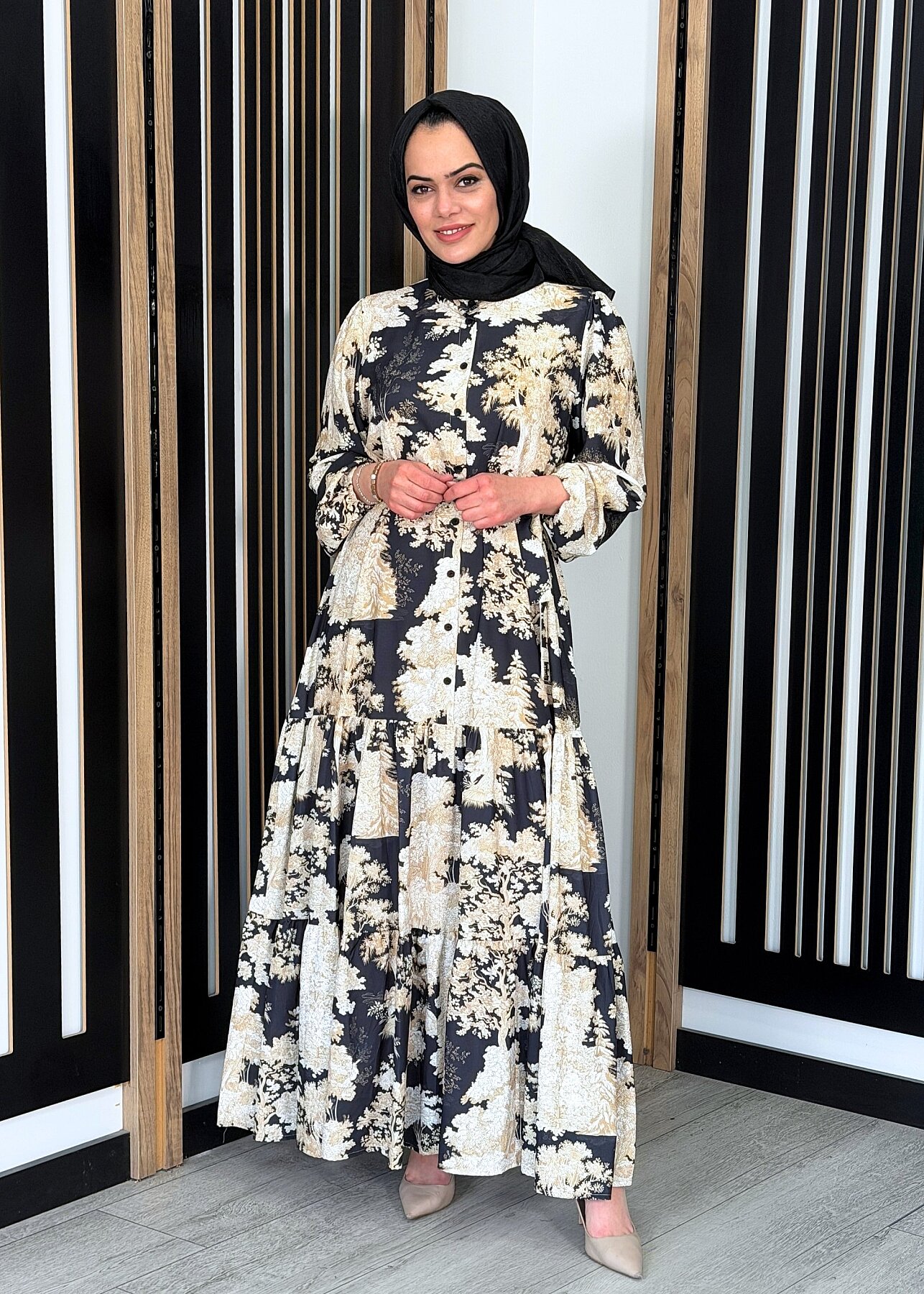 MerWish Bloom Elbise Siyah/Sarı - 2