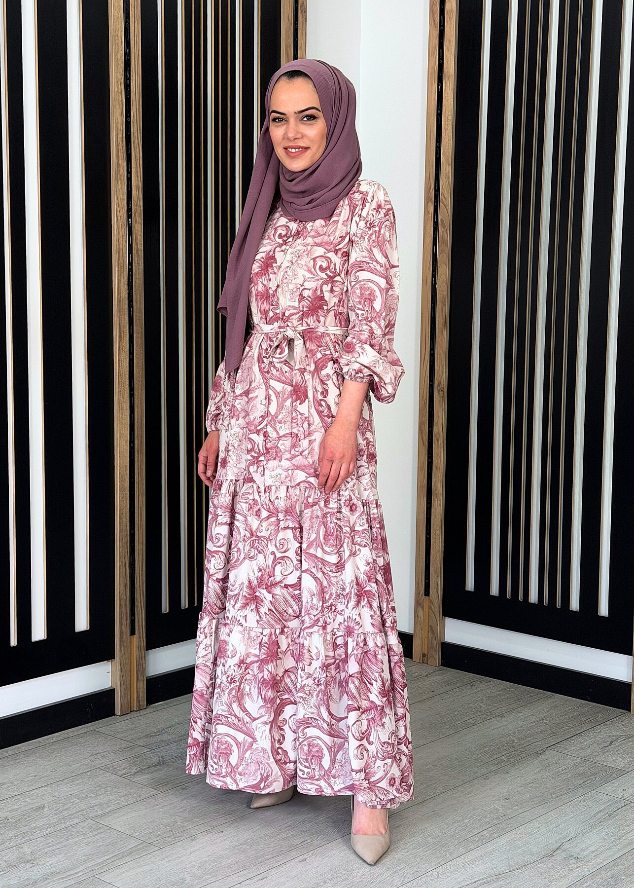 MerWish Bloom Serisi Elbise BORDO - 3