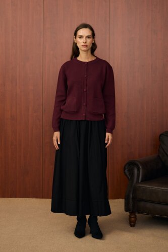 MerWish Bomber Mini Hırka BORDO 