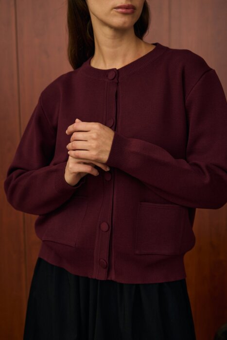 MerWish Bomber Mini Hırka BORDO - 3