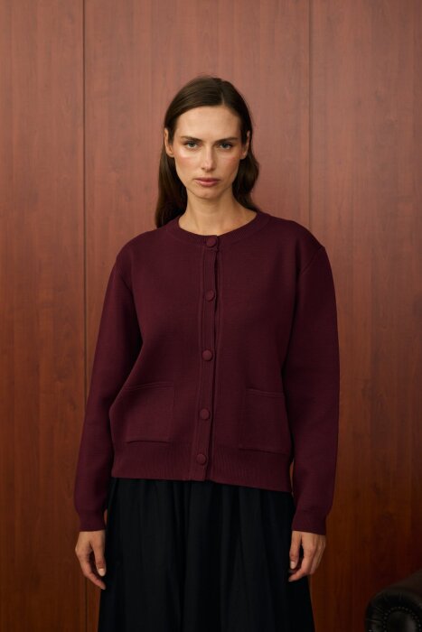 MerWish Bomber Mini Hırka BORDO - 4