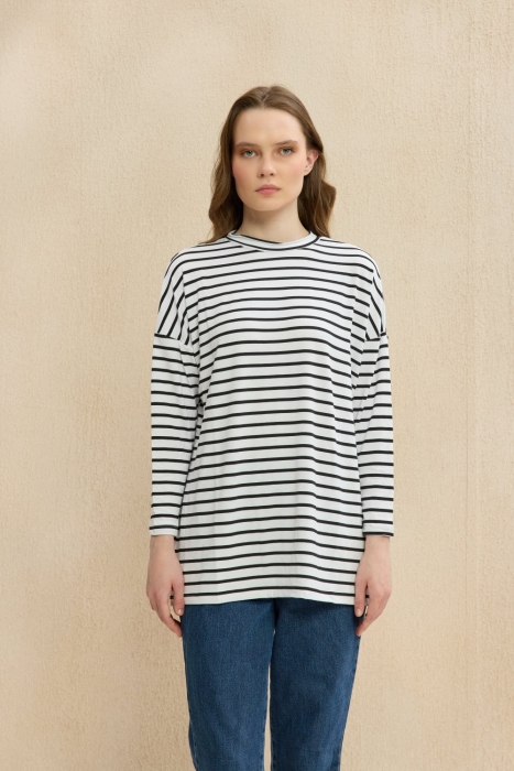 MerWish Çizgili Tshirt BEYAZ - 1