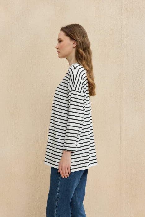 MerWish Çizgili Tshirt BEYAZ - 2