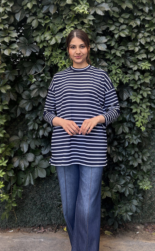 MerWish Çizgili Tshirt LACİVERT - 2