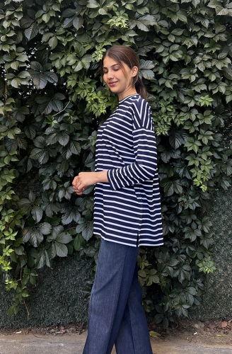 MerWish Çizgili Tshirt LACİVERT - 3
