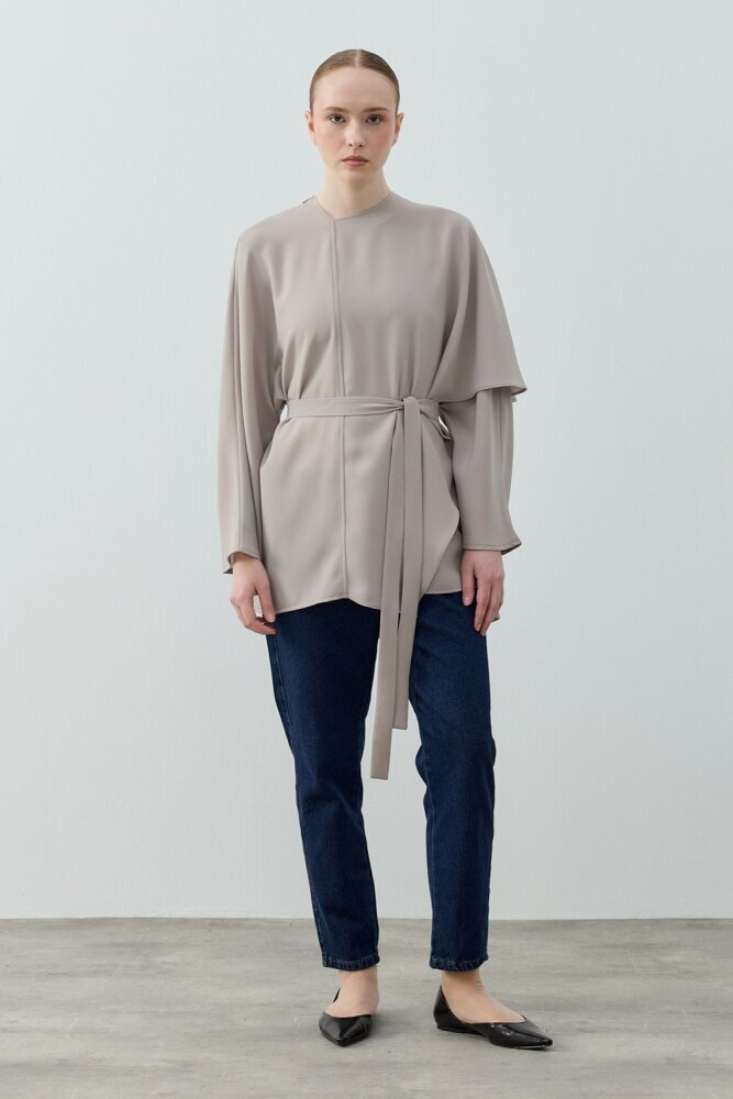 MerWish Clera Krep Tunik VİZON - 2