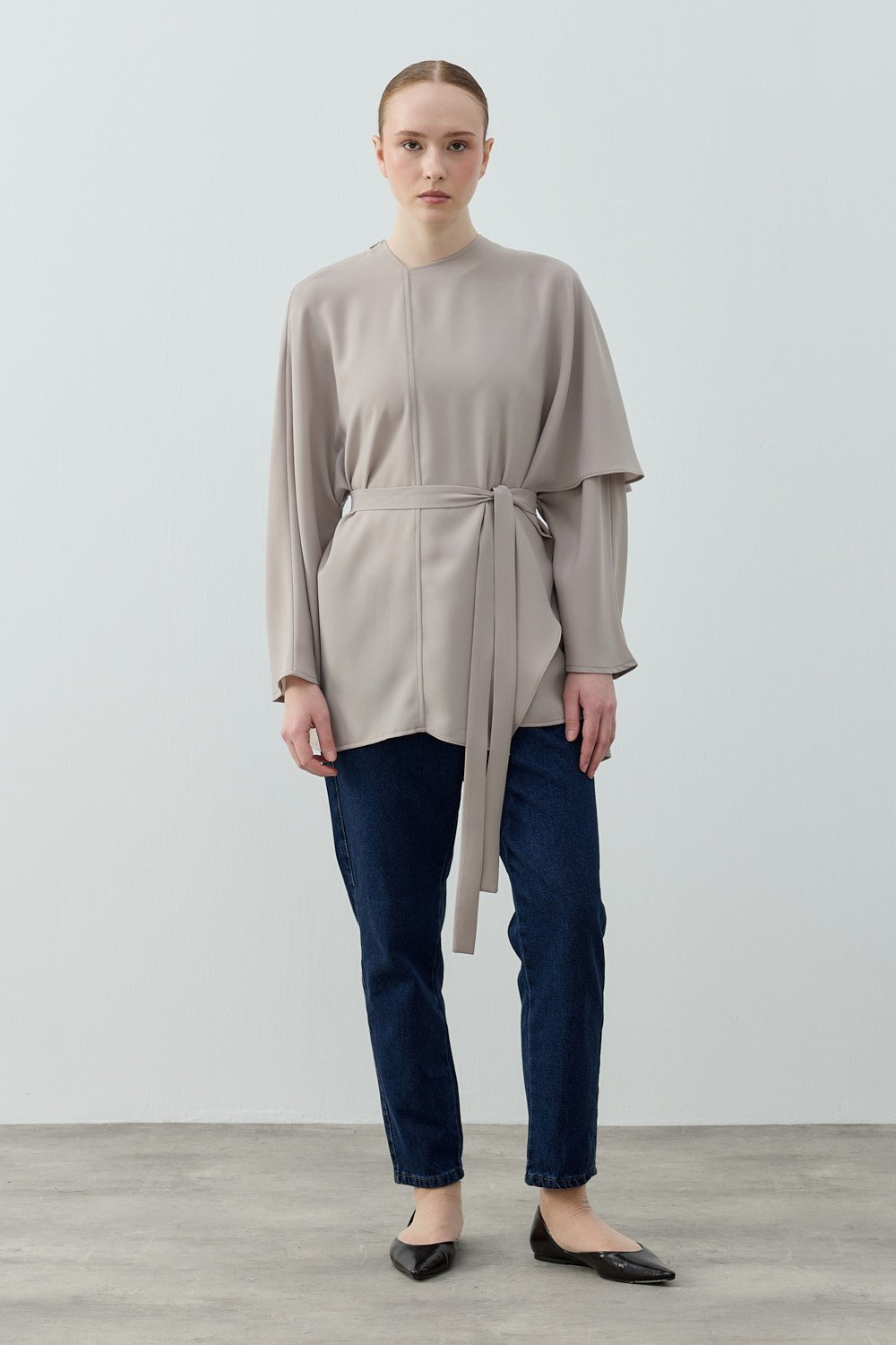 MerWish Clera Krep Tunik VİZON - 2