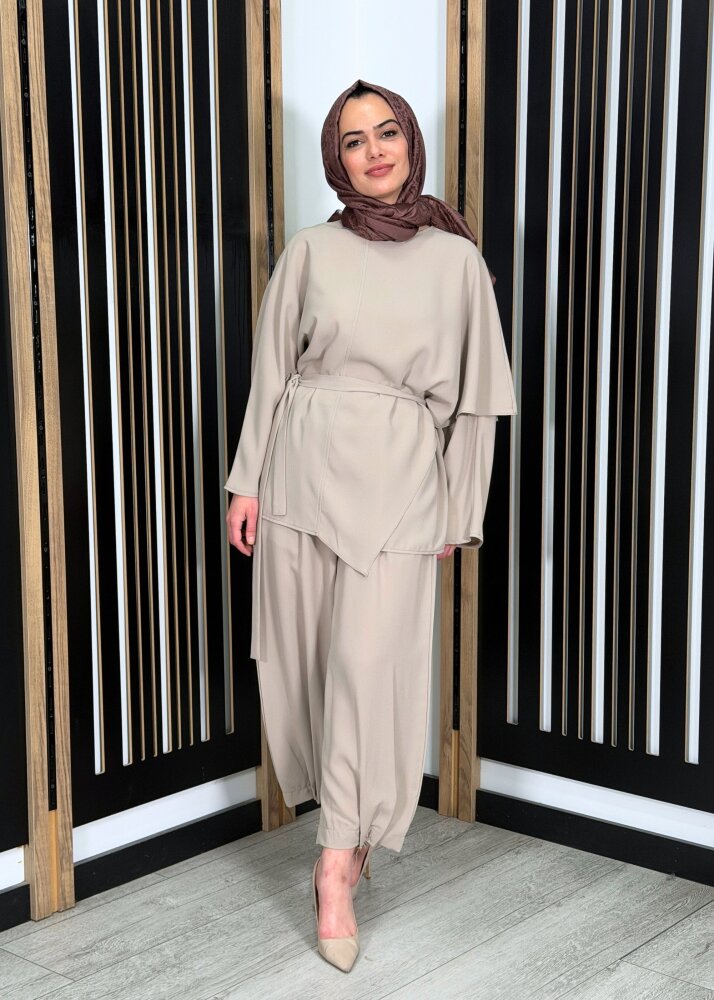 MerWish Clera Krep Tunik VİZON