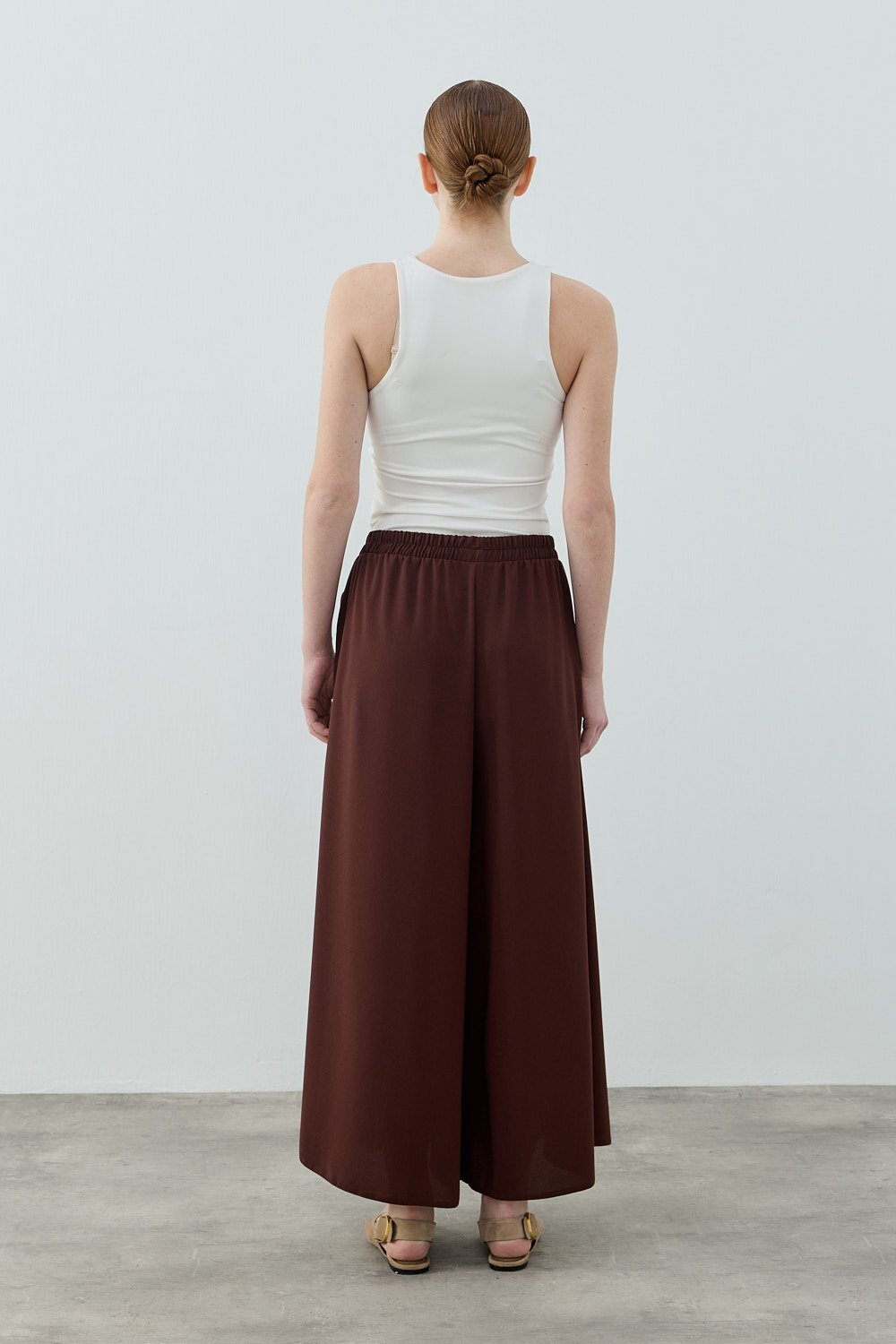 MerWish Comfy Krep Pant/Etek KAHVERENGİ - 3