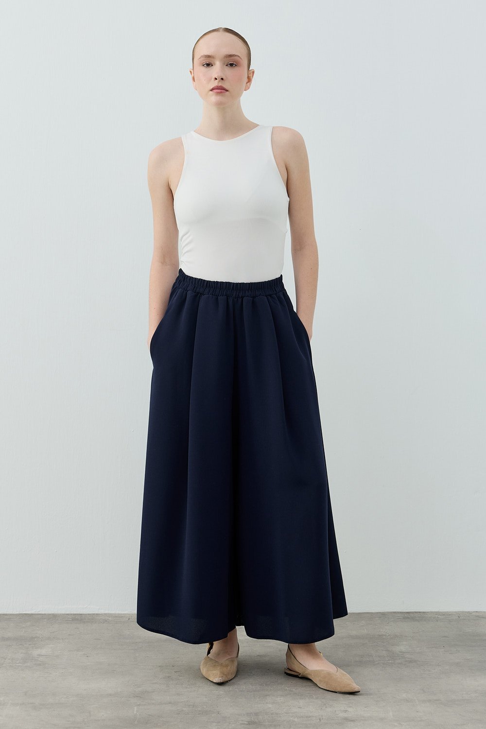 MerWish Comfy Krep Pant/Etek LACİVERT - 1