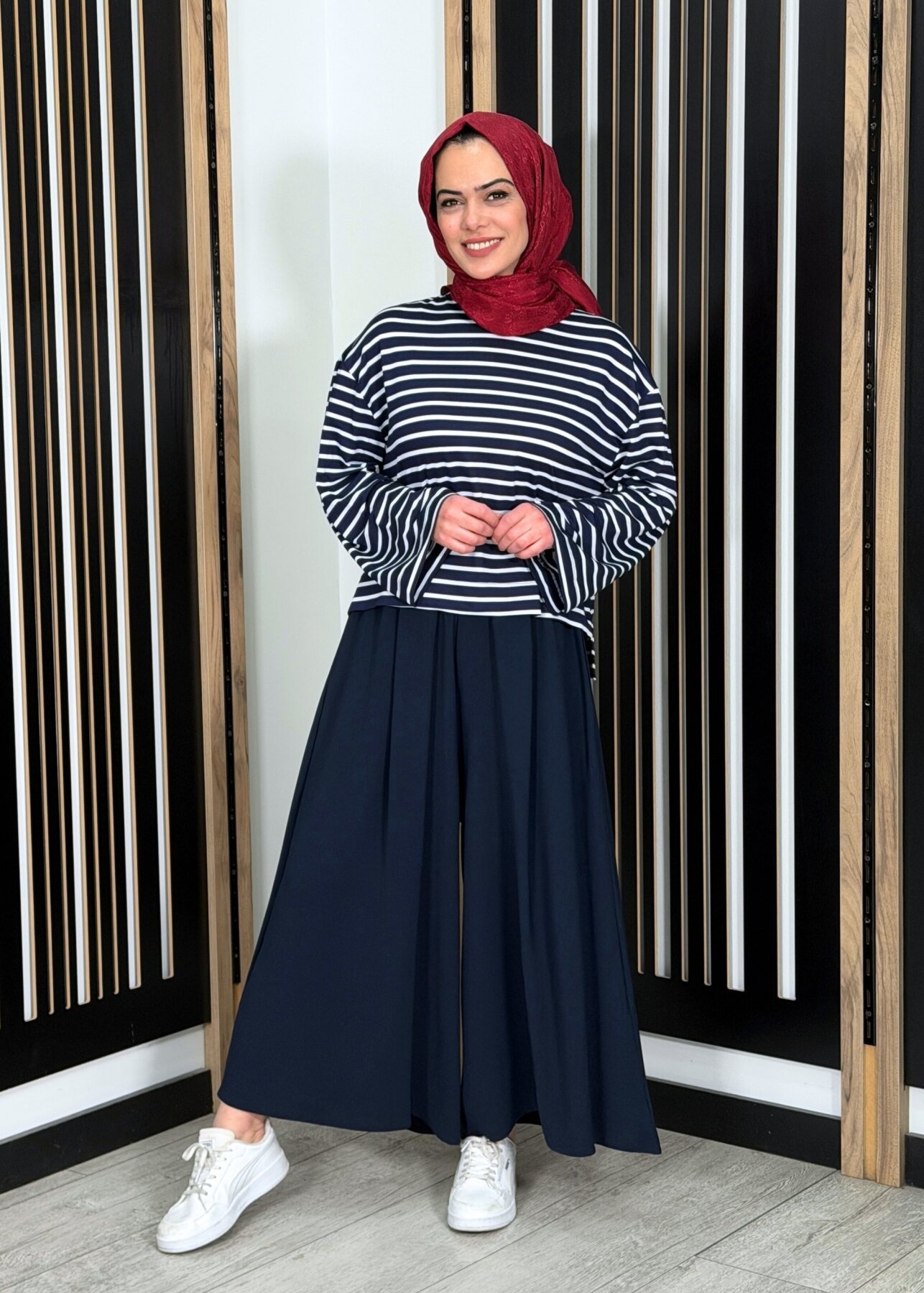 MerWish Comfy Krep Pant/Etek LACİVERT - 2