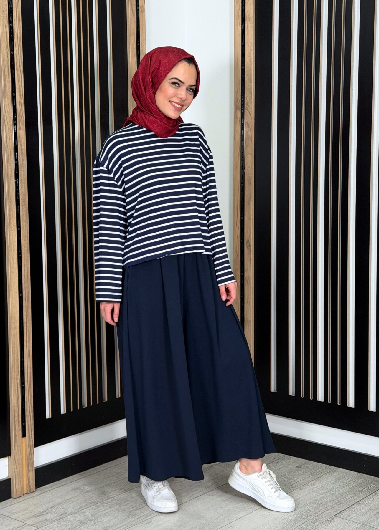 MerWish Comfy Krep Pant/Etek LACİVERT - 3