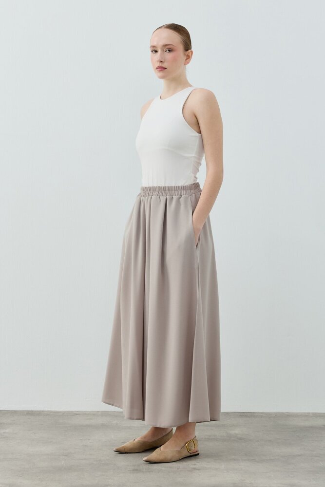 MerWish Comfy Krep Pant/Etek VİZON - 2