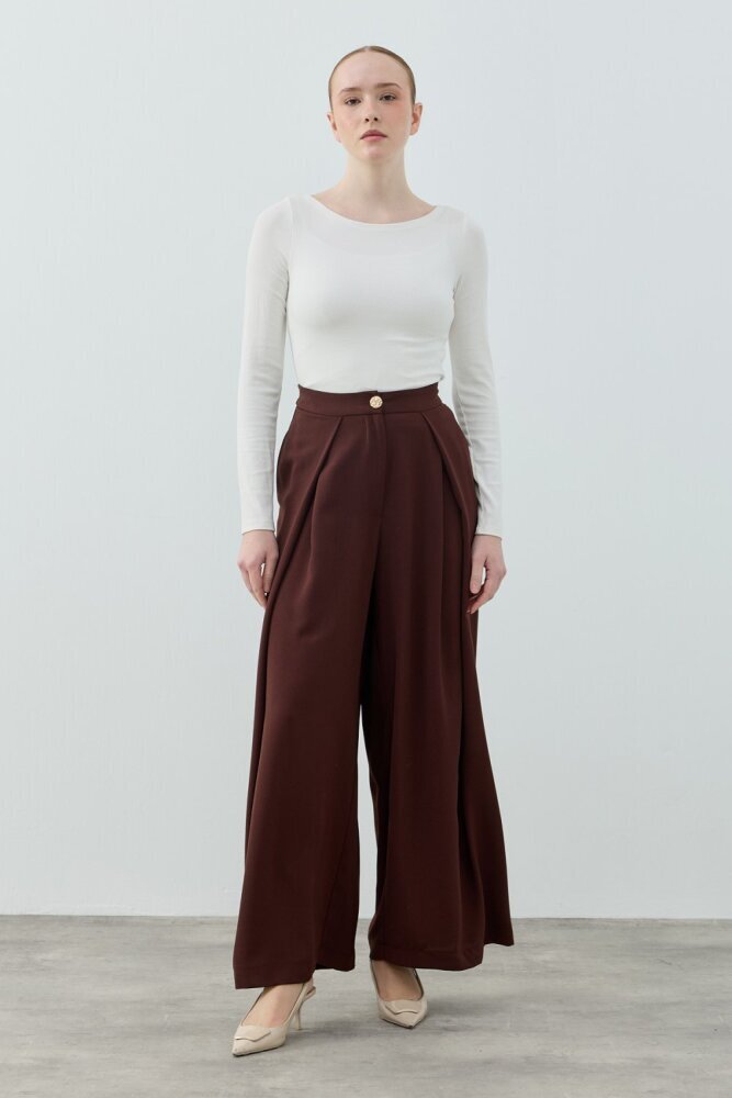 MerWish Dixi Krep Pantolon Acı Kahve - 2