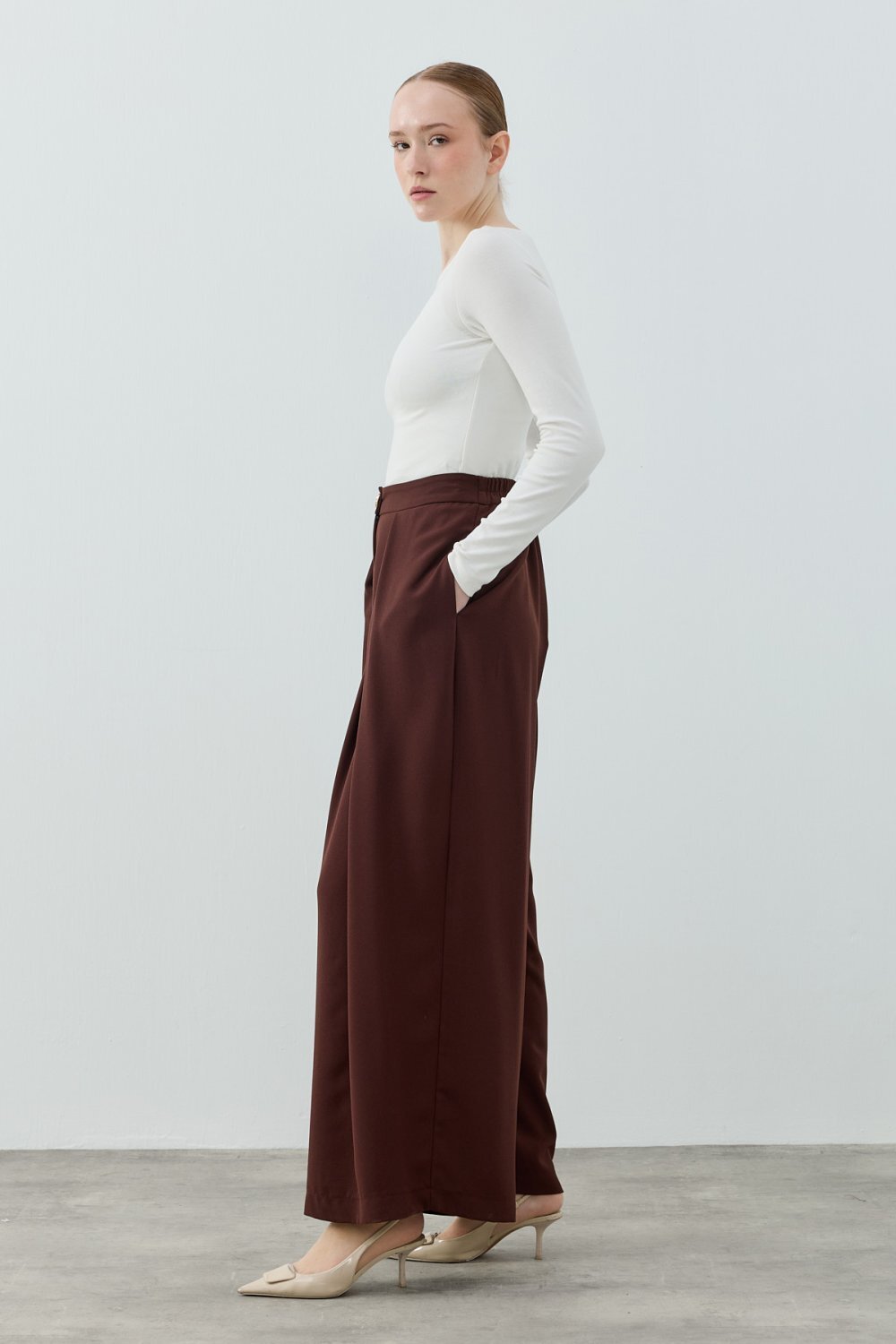 MerWish Dixi Krep Pantolon Acı Kahve - 3