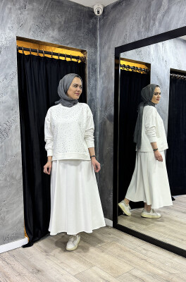 MerWish Etek Taşlı Takım BEYAZ - 3