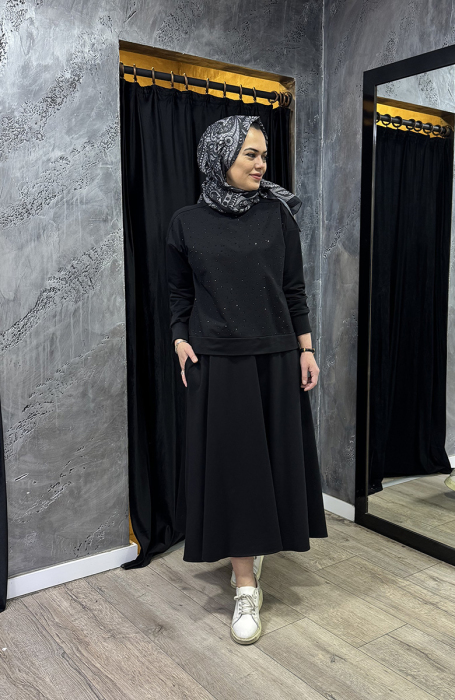 MerWish Etek Taşlı Takım SİYAH - 3