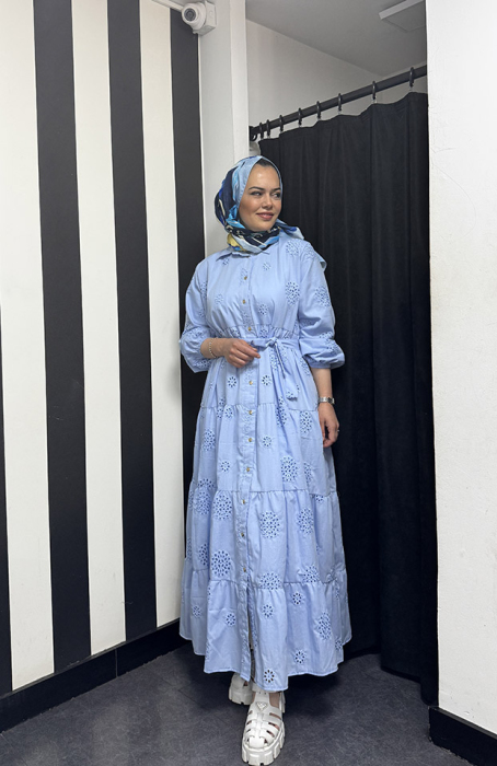 Merwish Lady Brode Elbise A.MAVİ - 1