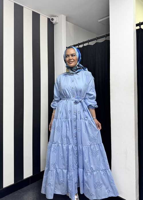 Merwish Lady Brode Elbise A.MAVİ - 2