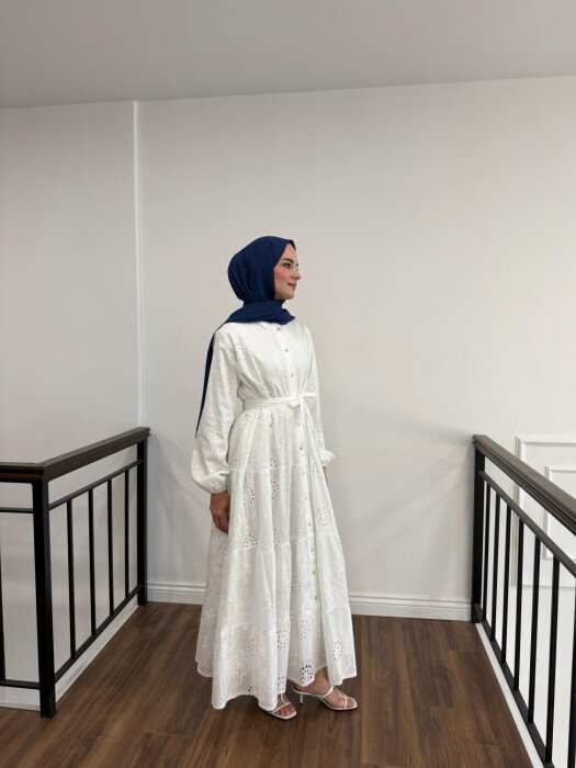 Merwish Lady Brode Elbise EKRU - 2
